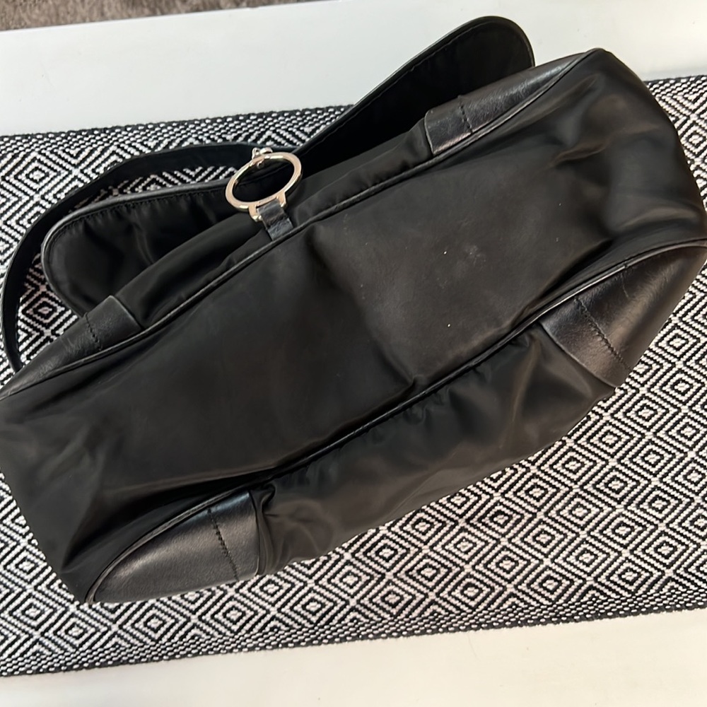 Rare Vintage PRADA Nylon Tessuto Leather Shoulder Hand Bag Purse Black GUC - Picture 7 of 15
